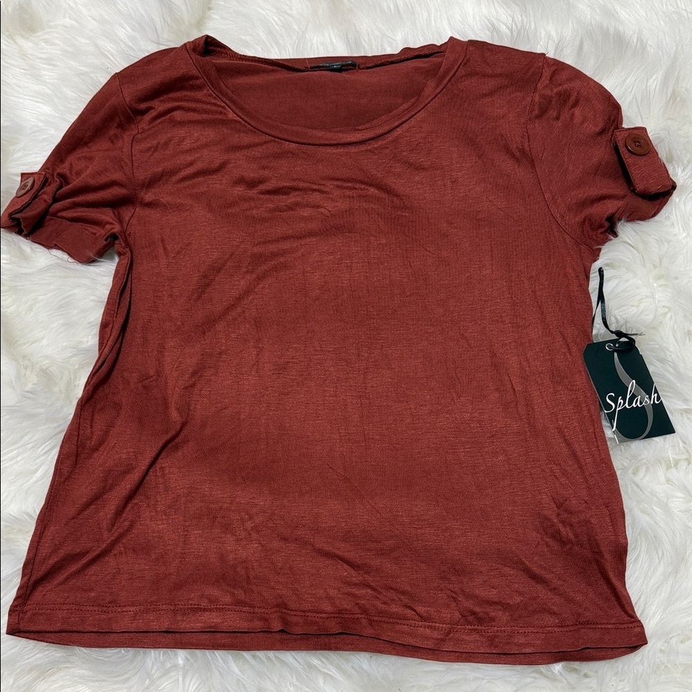 Splash Women's Short Sleeve Top in Deep Rust B4